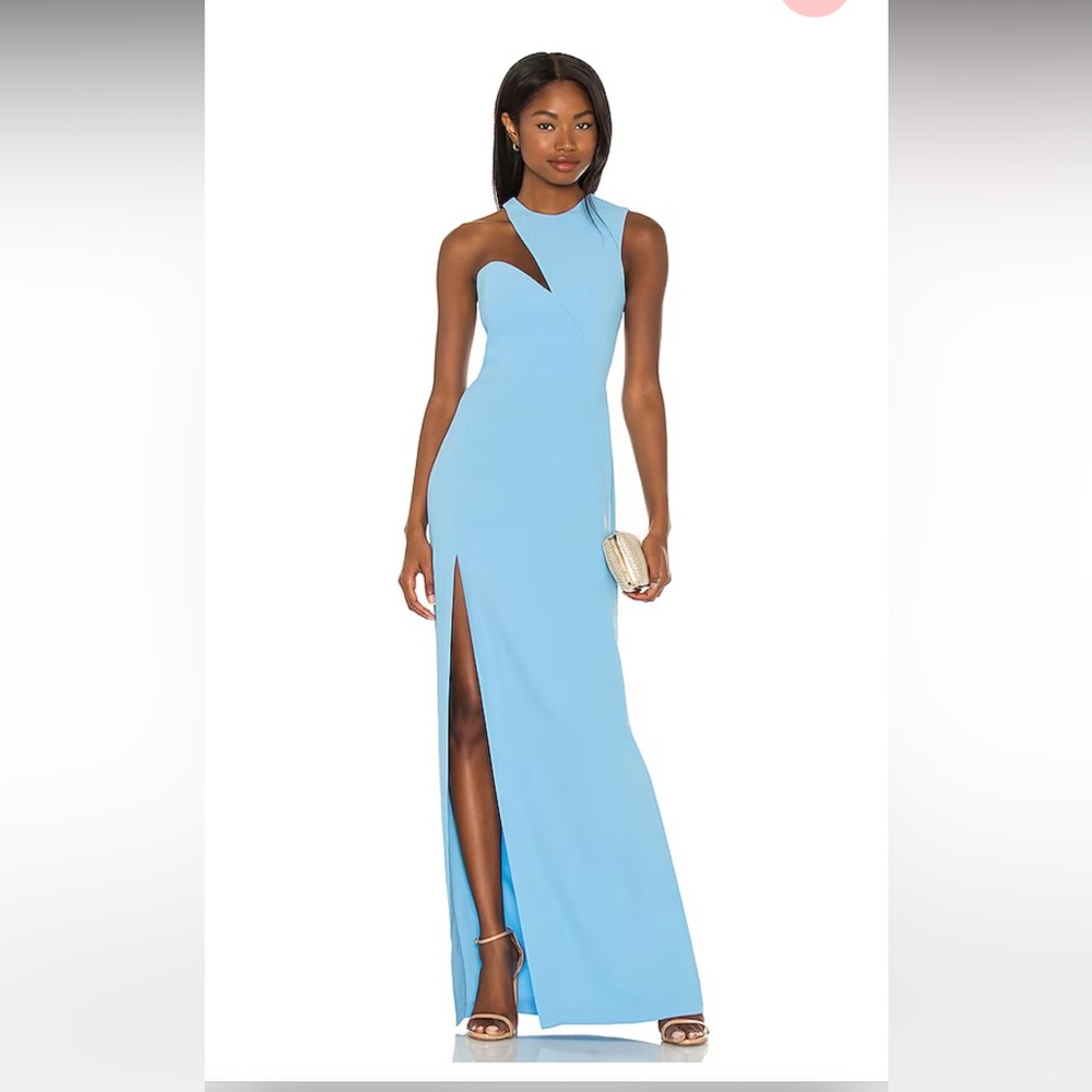 Amanda Uprichard pacific blue gown in L. Only one wear and has been dry cleaned.